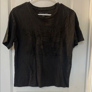 American Eagle Charcoal Floral Tee